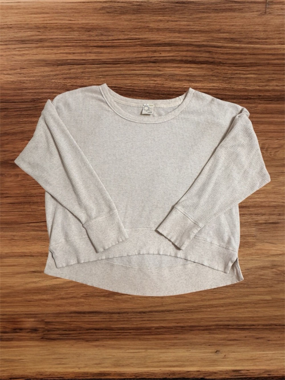 aerie Oversized Cream Scoop Neck Waffle-Knit Pullover Sweater Size Medium